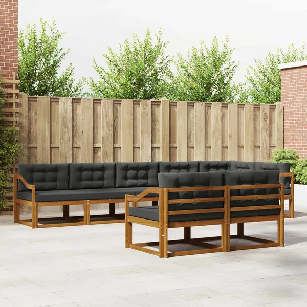 Ensemble de canapés d'extérieur 8 pc Naturel et Anthracite