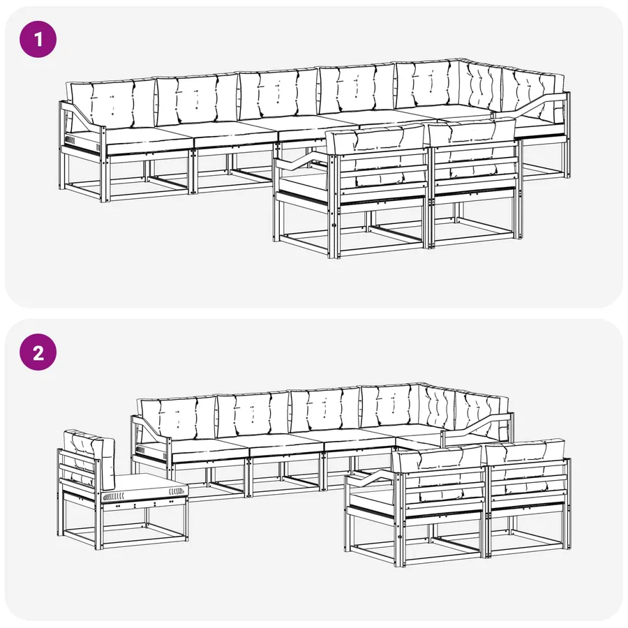 Ensemble de canapés d'extérieur 8 pc Naturel et Anthracite - 7