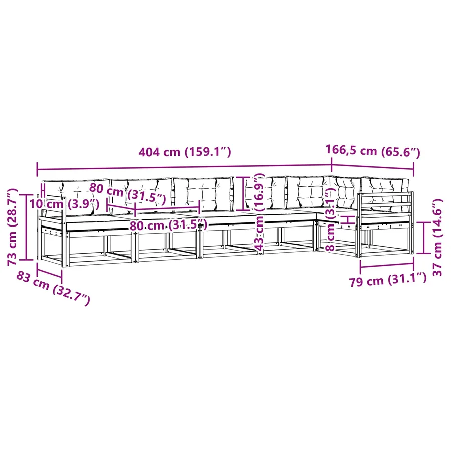 Ensemble de canapés d'extérieur 6 pcs Naturel et Anthracite - 9