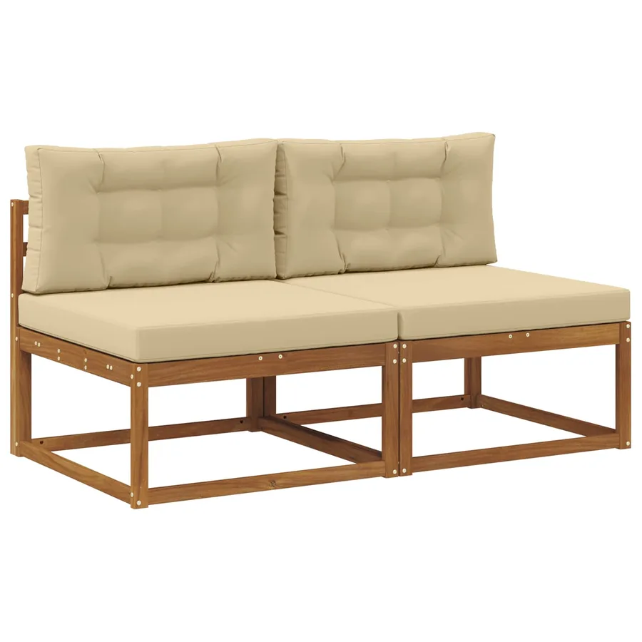 Sofa de milieu extérieur avec coussin 2 Pièce Naturel - 2