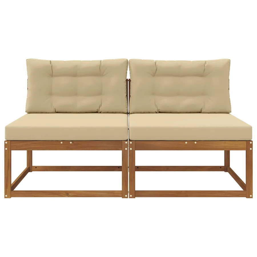 Sofa de milieu extérieur avec coussin 2 Pièce Naturel - 3