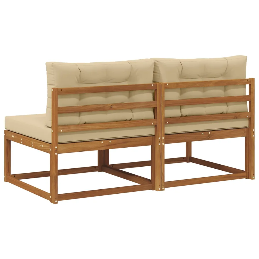 Sofa de milieu extérieur avec coussin 2 Pièce Naturel - 5
