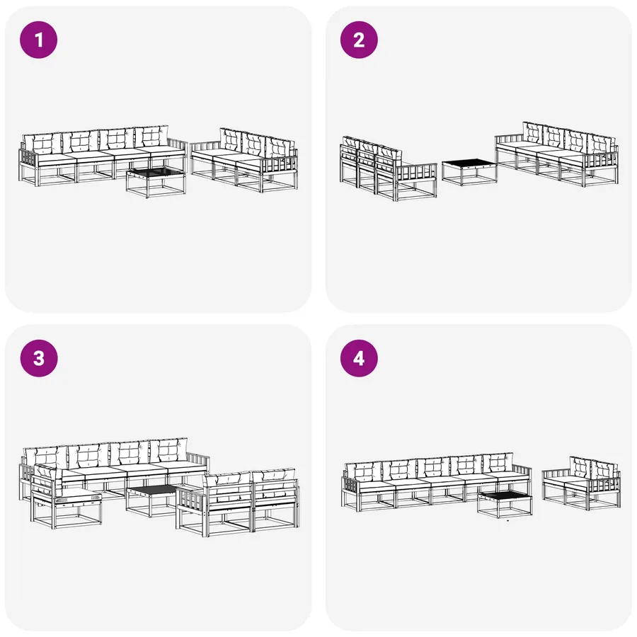 Ensemble de canapés d'extérieur 8 pcs Gris Naturel et Clair - 7