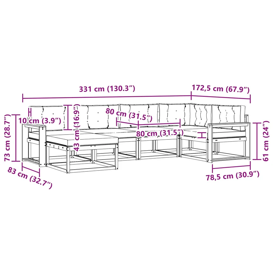Ensemble de canapés d'extérieur 6 pcs Naturel et gris clair - 9
