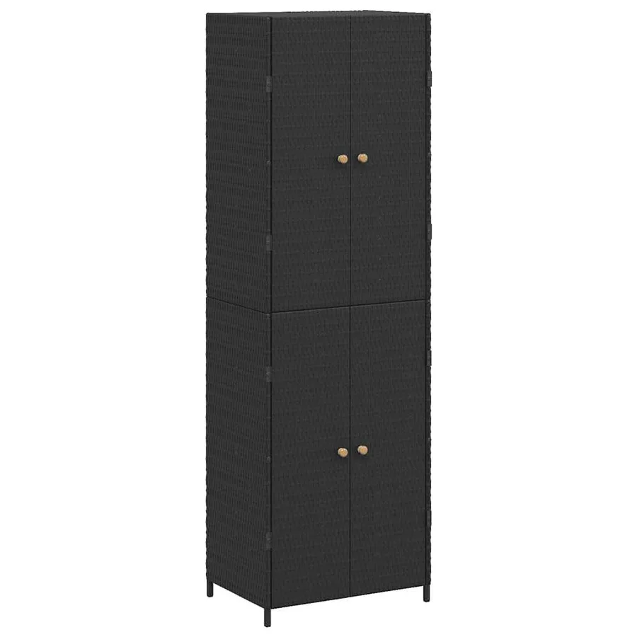 Armoire de rangement de jardin Noir 59x40x180 cm Résine tressée - 2