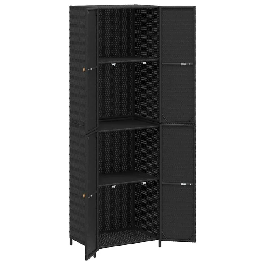 Armoire de rangement de jardin Noir 59x40x180 cm Résine tressée - 6