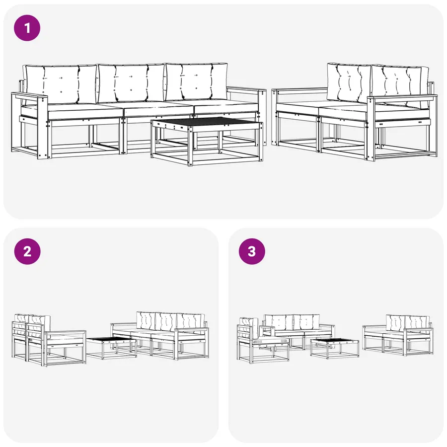 Ensemble de canapés d'extérieur 6 pcs Gris Naturel et Clair - 7