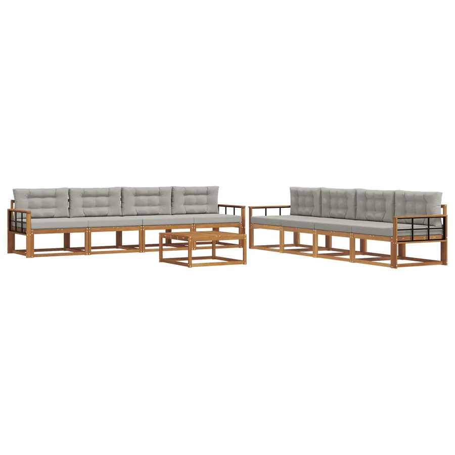 Ensemble de canapés d'extérieur 9 pcs Gris Naturel et Clair - 2