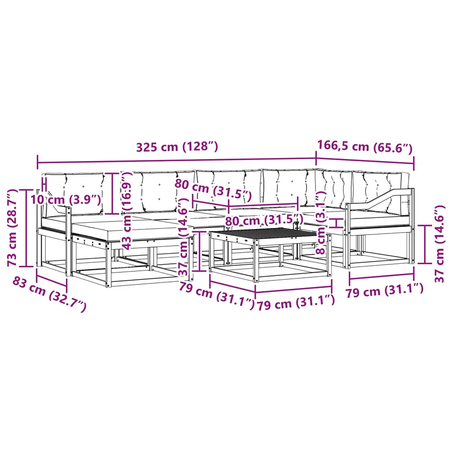 Ensemble de canapés d'extérieur 7 pcs Gris Naturel et Clair - 11