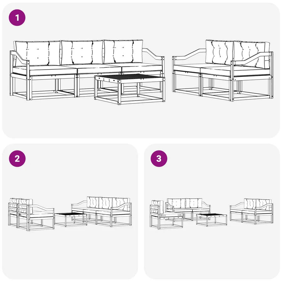 Ensemble de canapés d'extérieur 6 pcs Gris Naturel et Clair - 7