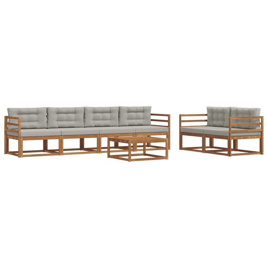 Ensemble de canapés d'extérieur 7 pcs Gris Naturel et Clair - 2