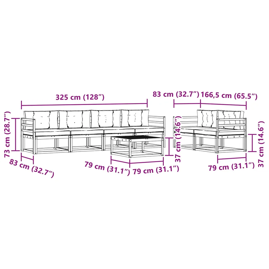 Ensemble de canapés d'extérieur 7 pcs Gris Naturel et Clair - 8