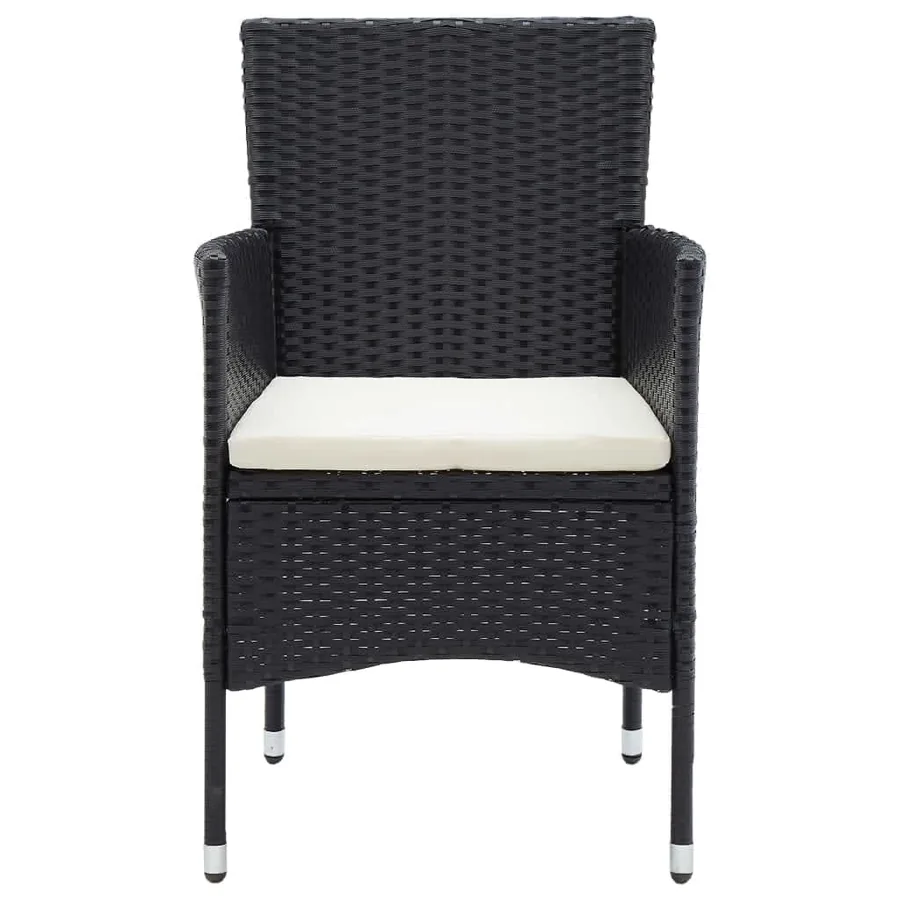 Ensemble à dîner de jardin avec coussins 5 pcs poly rotin noir - 13