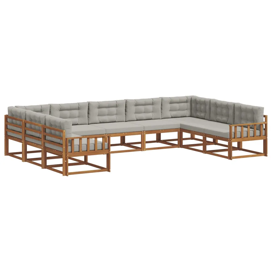 Ensemble de canapés d'extérieur 9 pcs Gris Naturel et Clair - 2