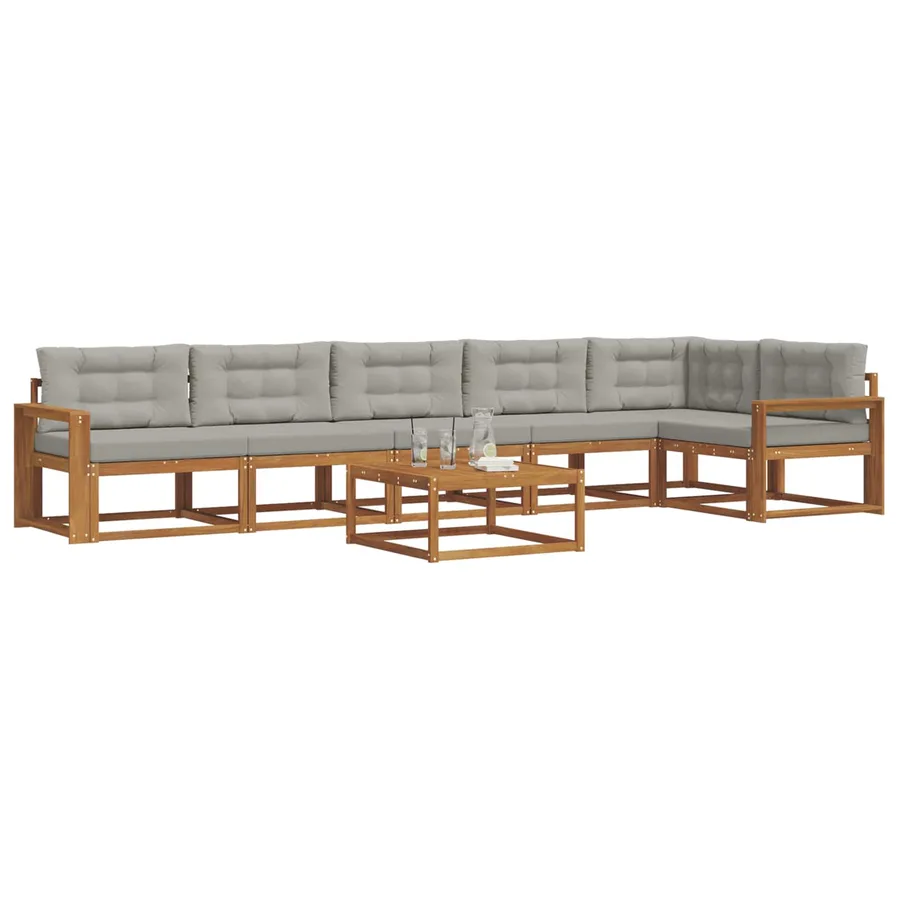 Ensemble de canapés d'extérieur 7 pcs Gris Naturel et Clair - 3