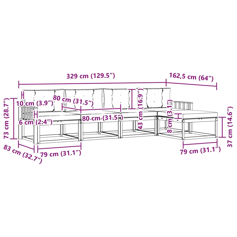 Ensemble de canapés d'extérieur 5 pcs Naturel et Beige - 8