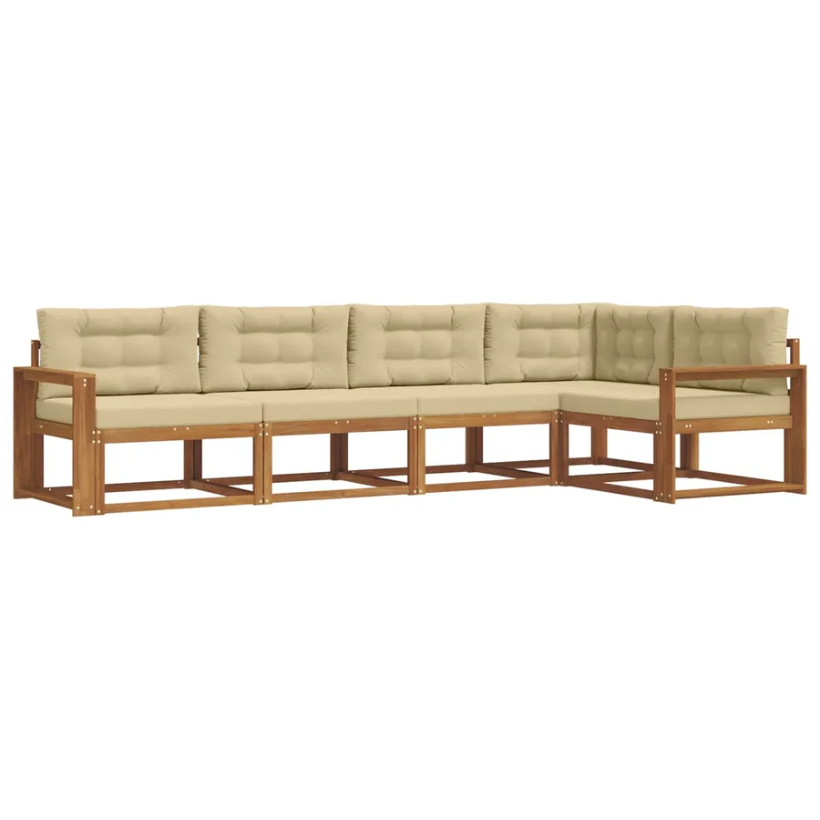 Ensemble de canapés d'extérieur 5 pcs Naturel et Beige - 2
