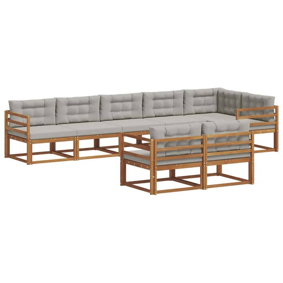 Ensemble de canapés d'extérieur 8 pc Naturel et gris clair - 2