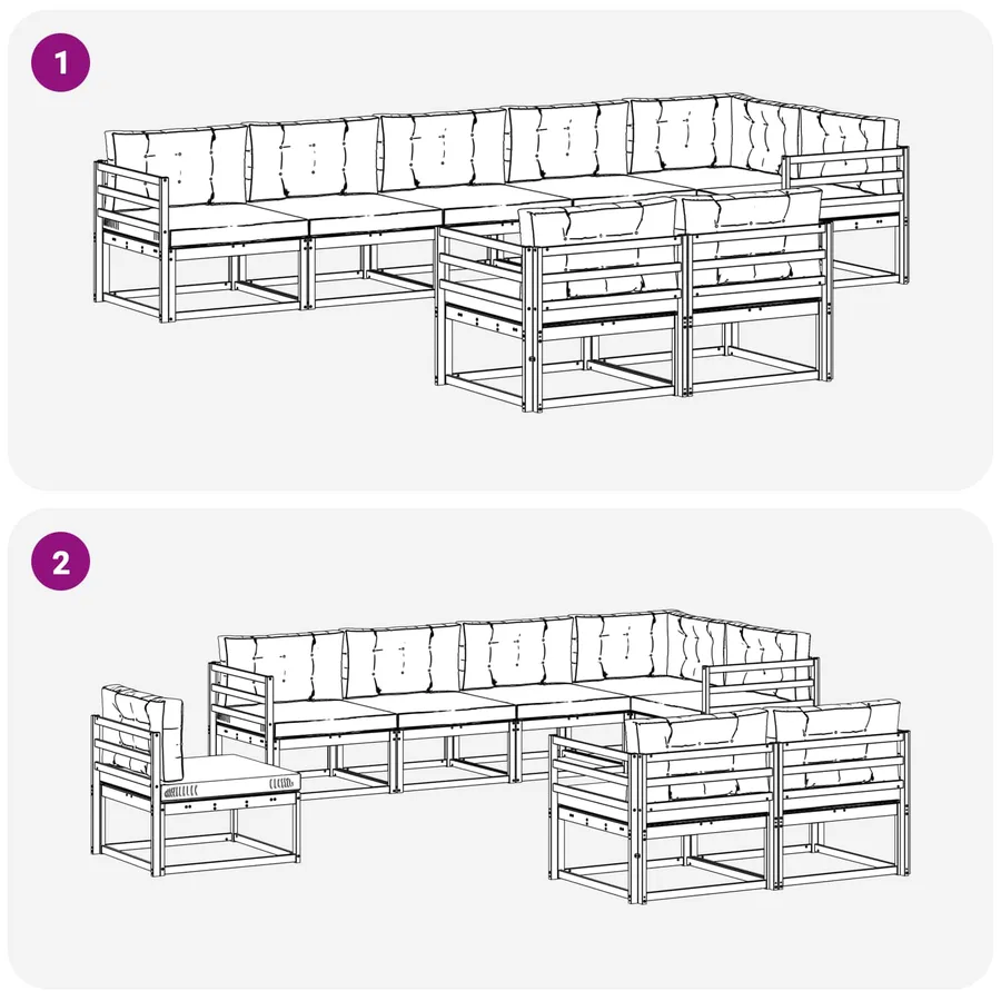 Ensemble de canapés d'extérieur 8 pc Naturel et gris clair - 7