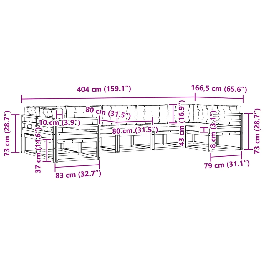Ensemble de canapés d'extérieur 7 pcs Gris Naturel et Clair - 9