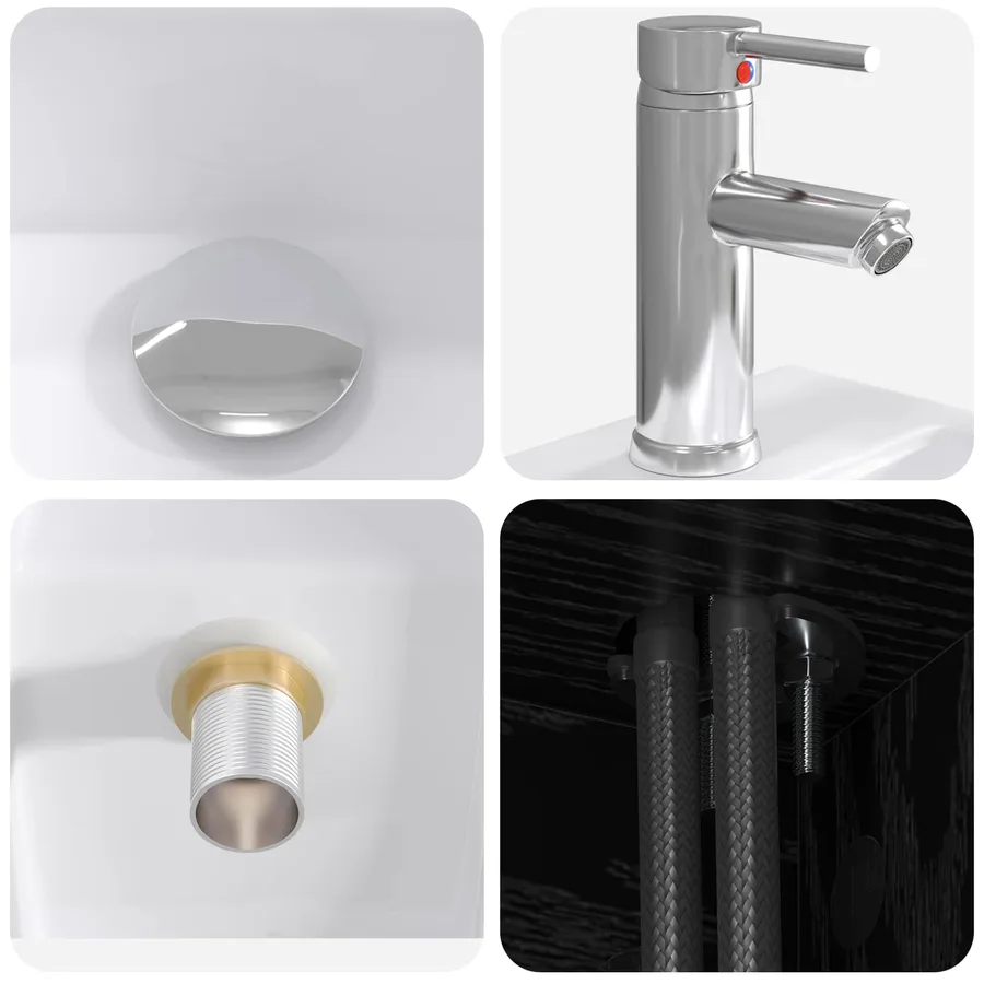 Ensemble de mobilier de salle de bain 4 pcs Chêne noir - 8