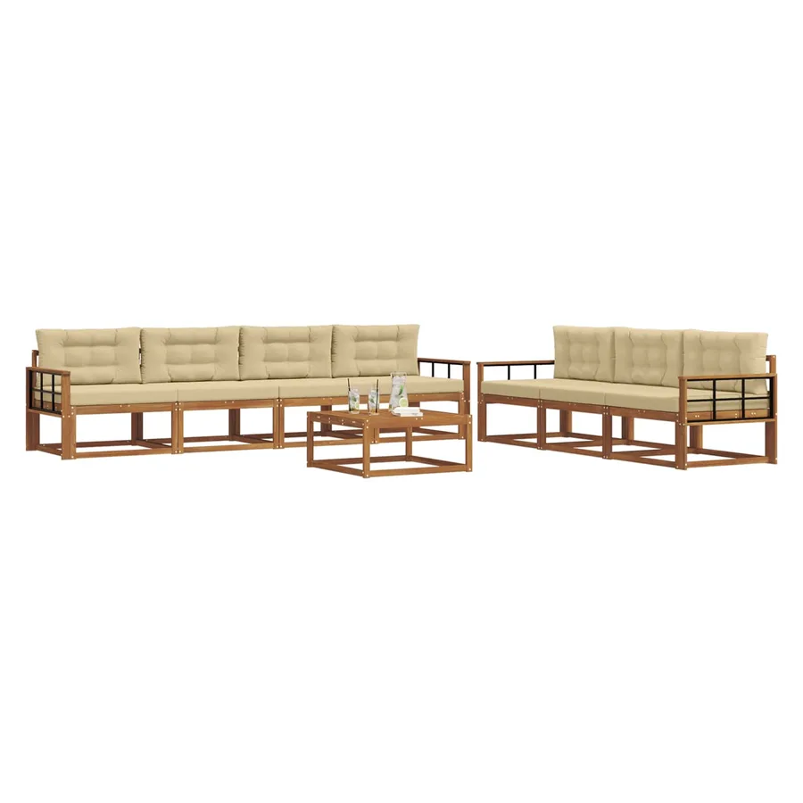 Ensemble de canapés d'extérieur 8 pcs Naturel et Beige - 3