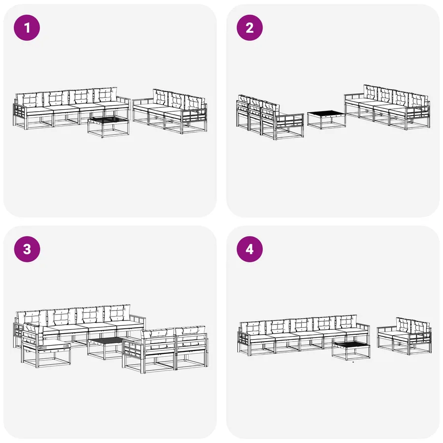 Ensemble de canapés d'extérieur 8 pcs Naturel et Beige - 7