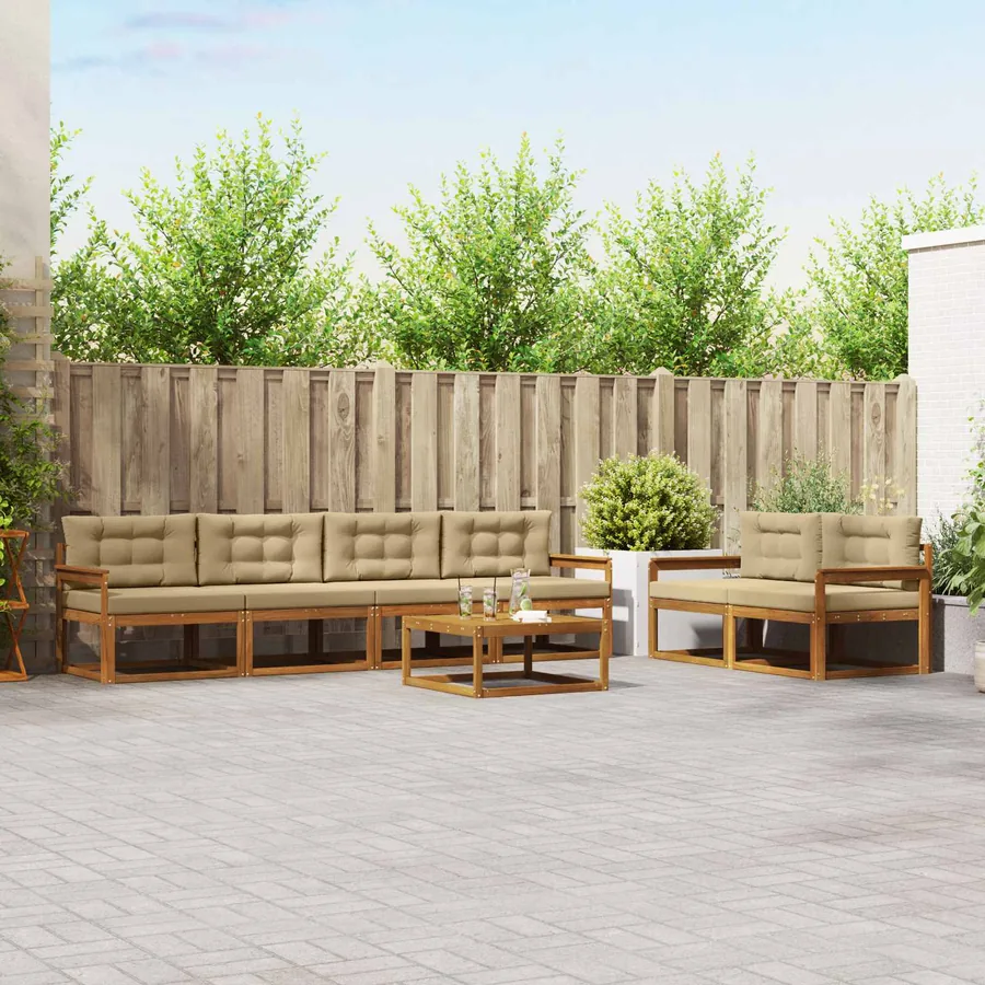 Ensemble de canapés d'extérieur 7 pcs Naturel et Beige