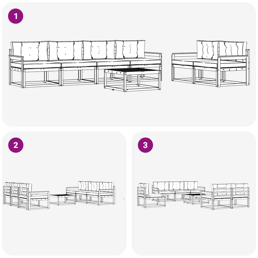 Ensemble de canapés d'extérieur 7 pcs Naturel et Beige - 7