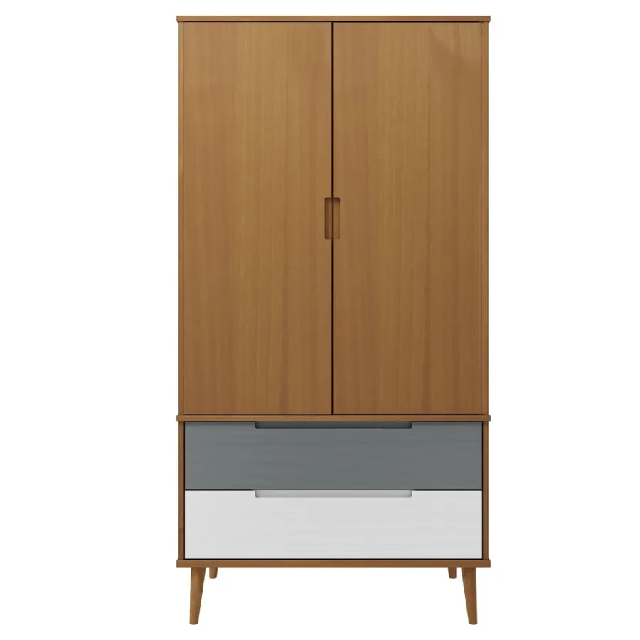 Garde-robe MOLDE Marron 90x55x175 cm Bois massif de pin - 4