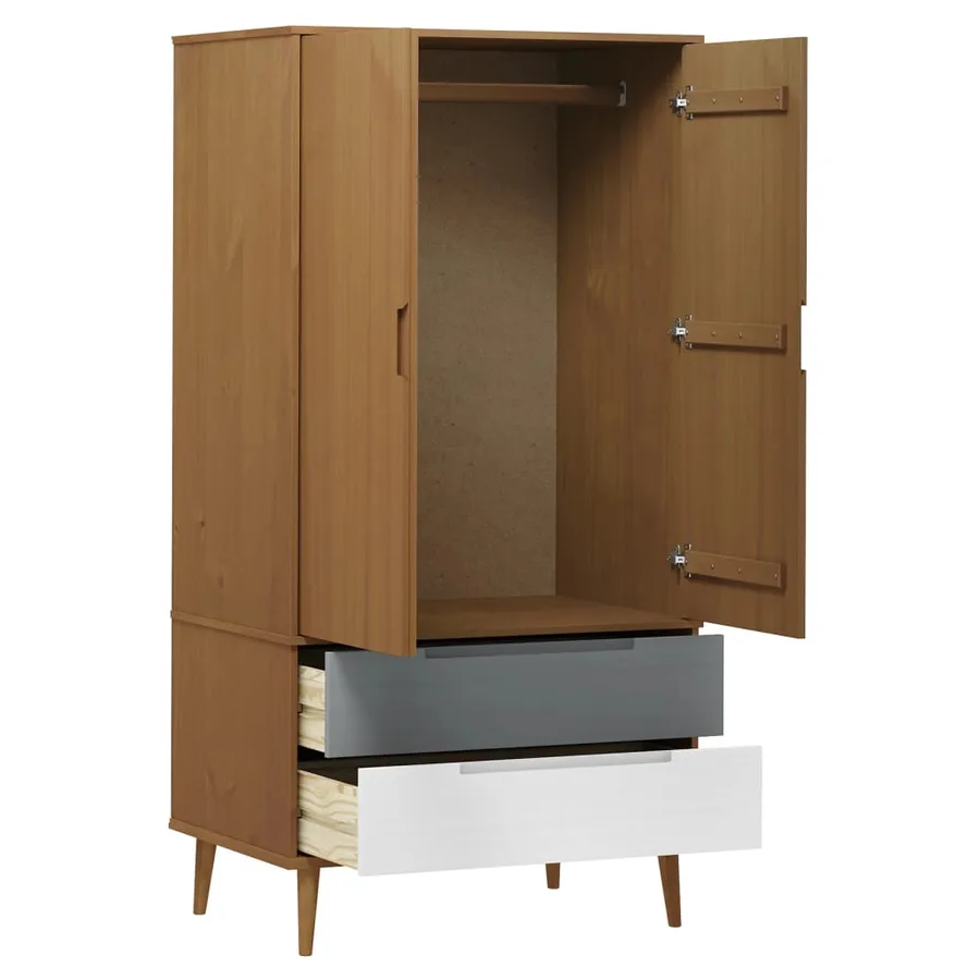 Garde-robe MOLDE Marron 90x55x175 cm Bois massif de pin - 5