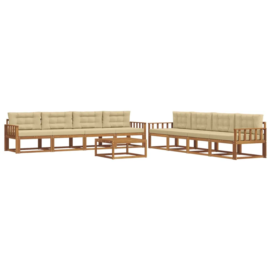Ensemble de canapés d'extérieur 9 pcs Naturel et Beige - 2