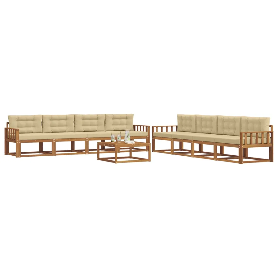 Ensemble de canapés d'extérieur 9 pcs Naturel et Beige - 3