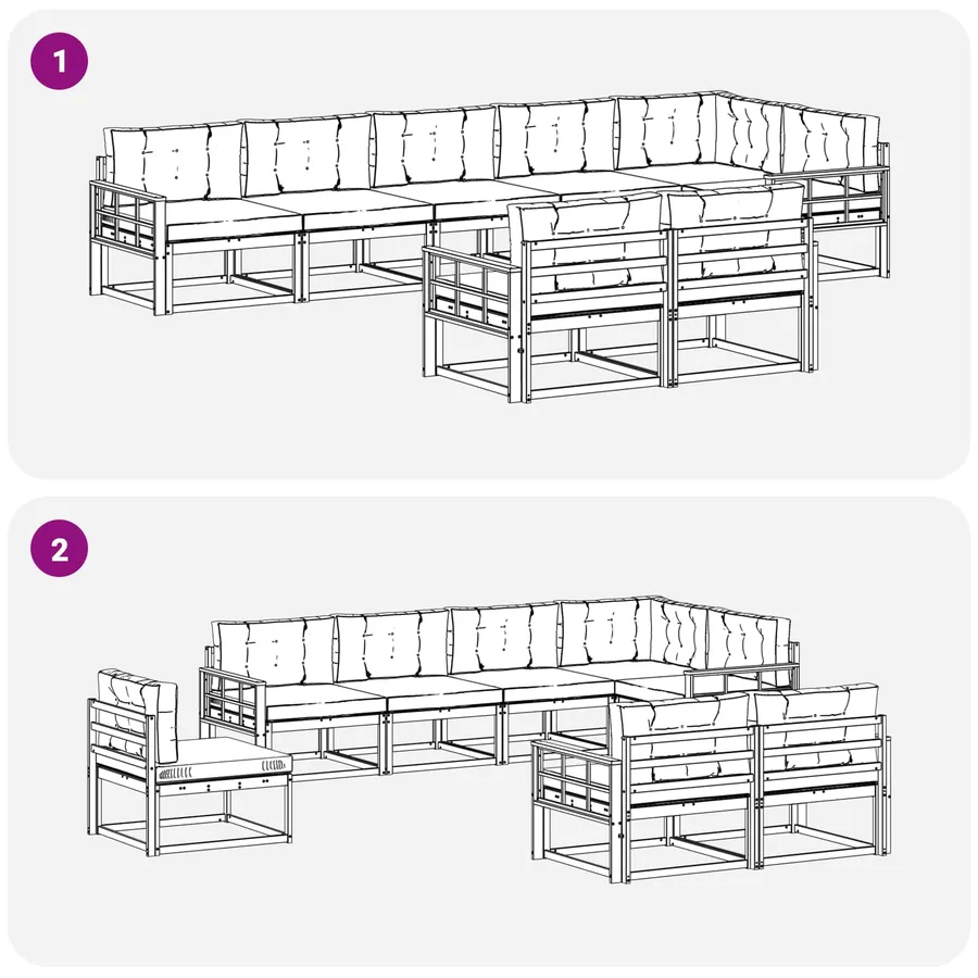 Ensemble de canapés d'extérieur 8 pc Naturel et gris clair - 7