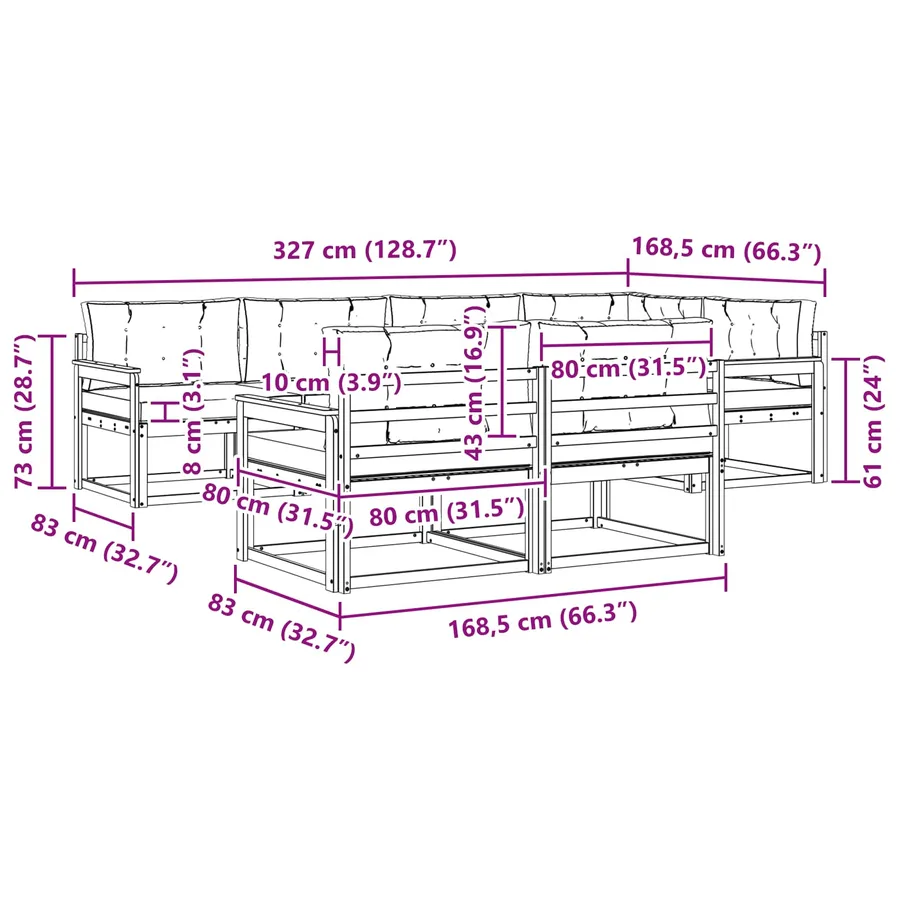 Ensemble de canapés d'extérieur 7 pcs Naturel et Beige - 9
