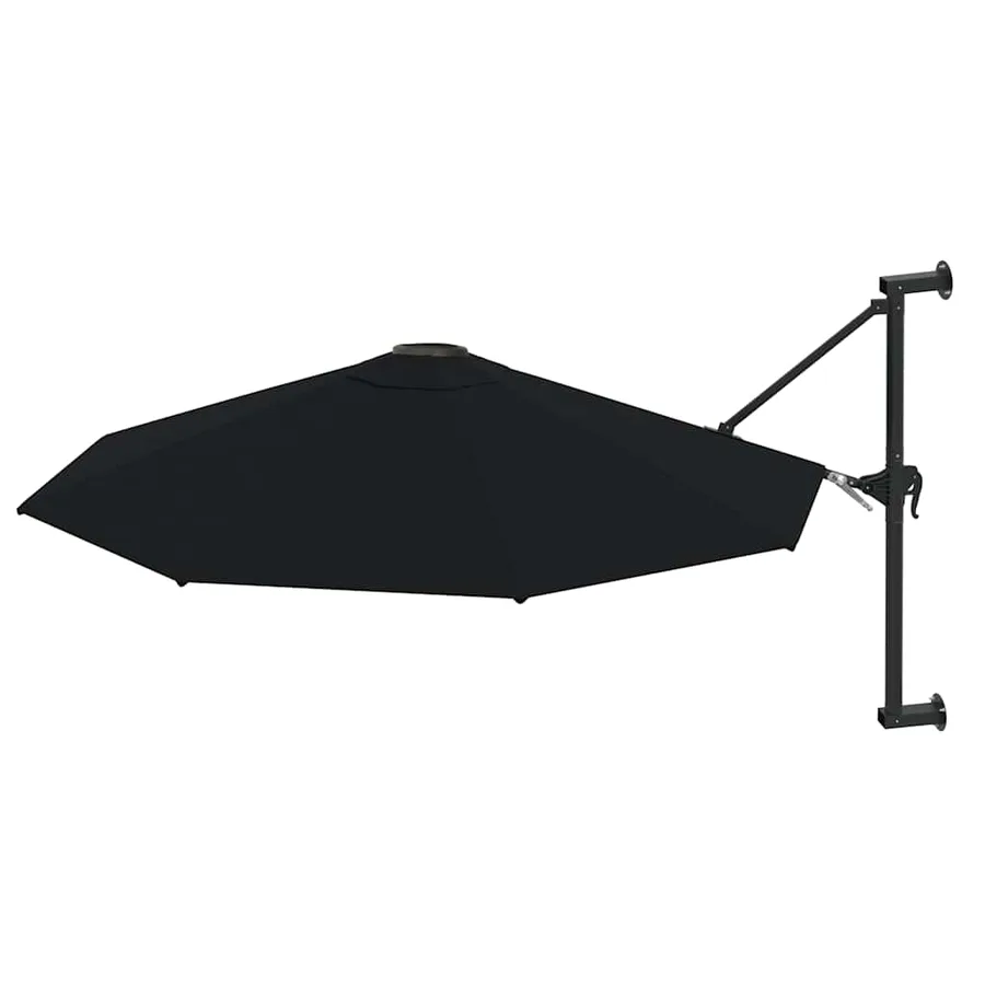 Parasol mural avec mât en métal 300 cm Noir - 2