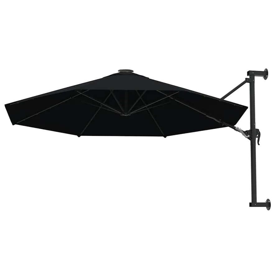 Parasol mural avec mât en métal 300 cm Noir - 3