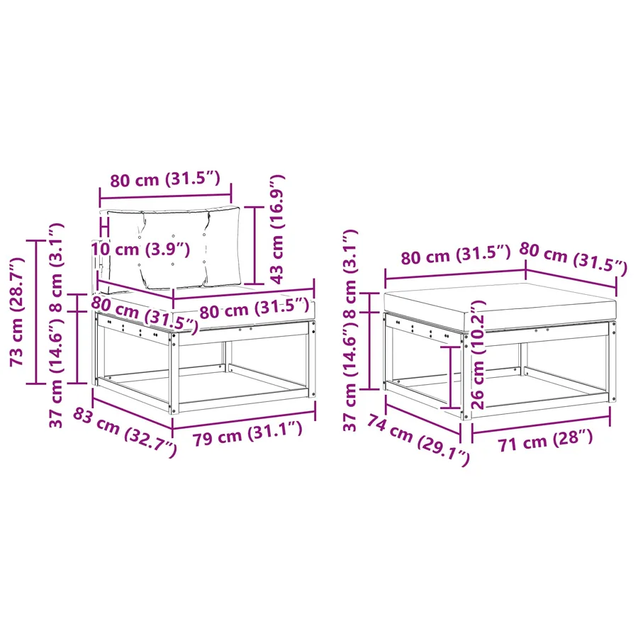 Ensemble de canapés d'extérieur 4 pcs Naturel et Beige - 9