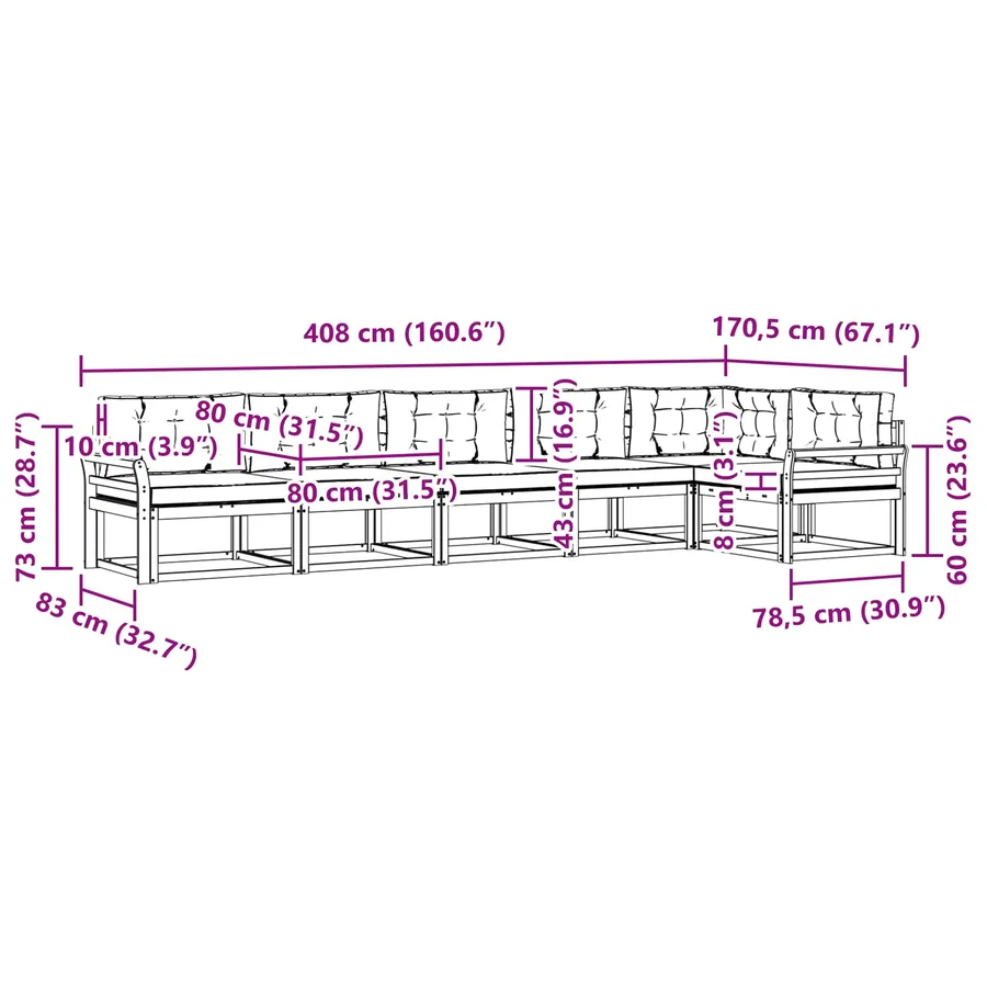 Ensemble de canapés d'extérieur 6 pcs Naturel et gris clair - 9