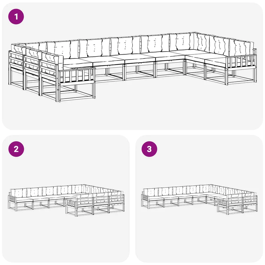 Ensemble de canapés d'extérieur 10 pcs Naturel et Beige - 7