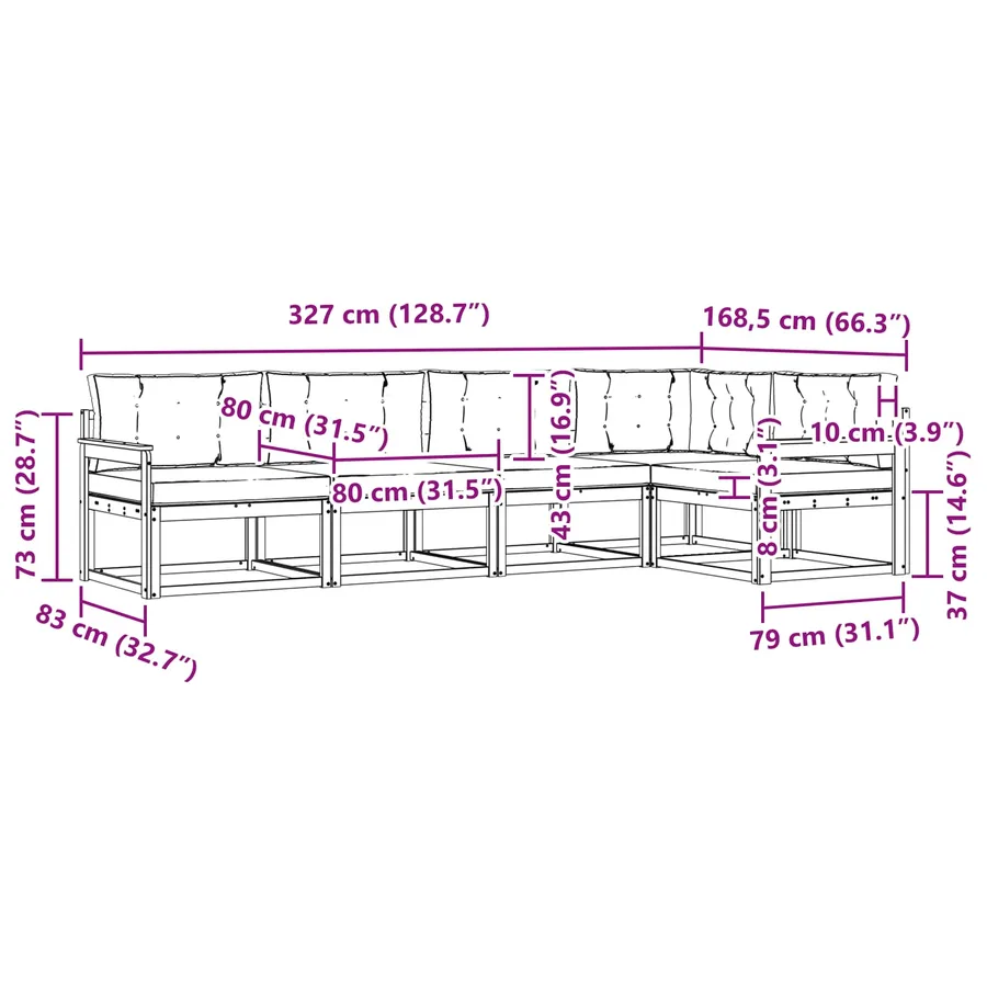 Ensemble de canapés d'extérieur 5 pcs Naturel et Beige - 9