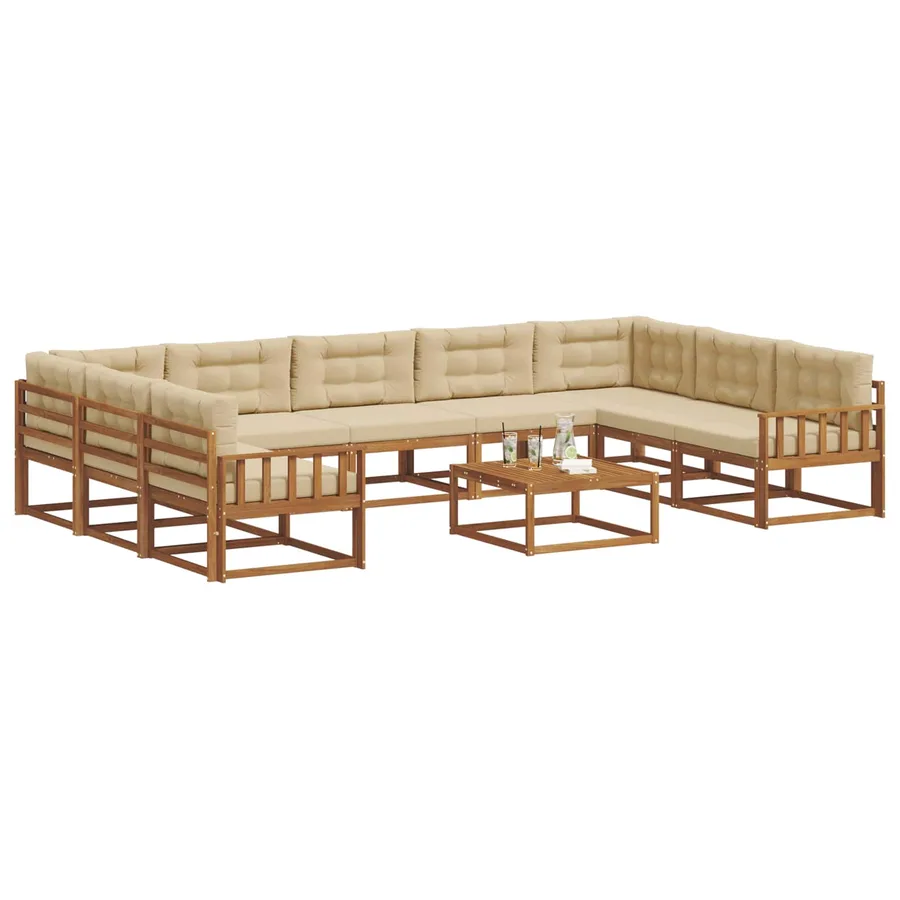 Ensemble de canapés d'extérieur 10 pcs Naturel et Beige - 3