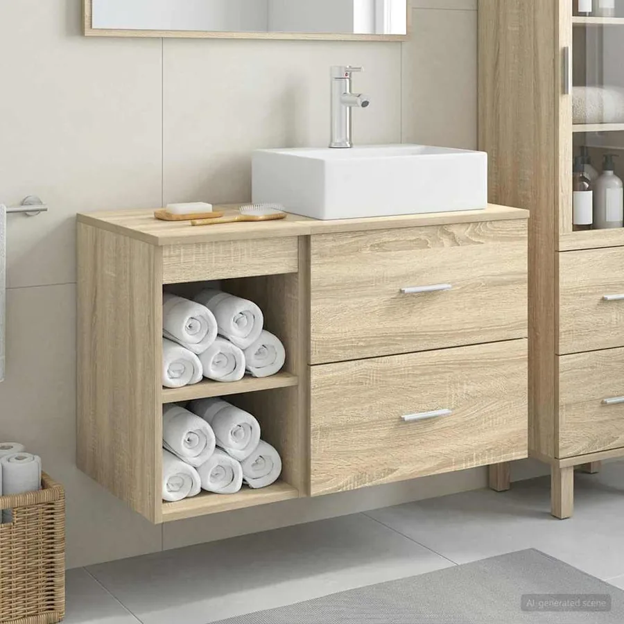 Ensemble de mobilier de salle de bain 2 pcs Chêne Sonoma