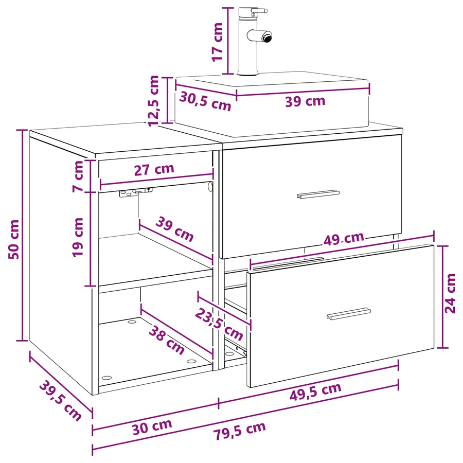 Ensemble de mobilier de salle de bain 2 pcs Chêne Sonoma - 10