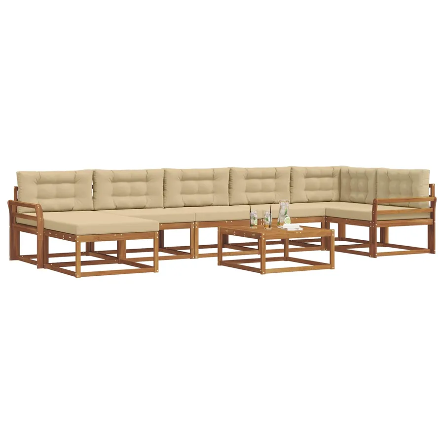 Ensemble de canapés d'extérieur 8 pcs Naturel et Beige - 3