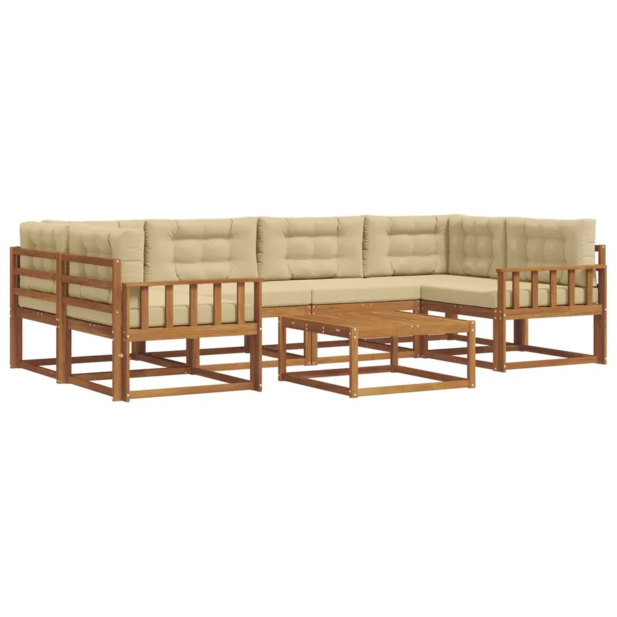 Ensemble de canapés d'extérieur 7 pcs Naturel et Beige - 2