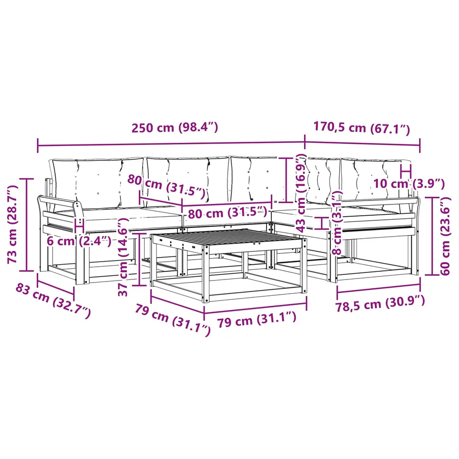 Ensemble de canapés d'extérieur 5 pcs Naturel et Beige - 10