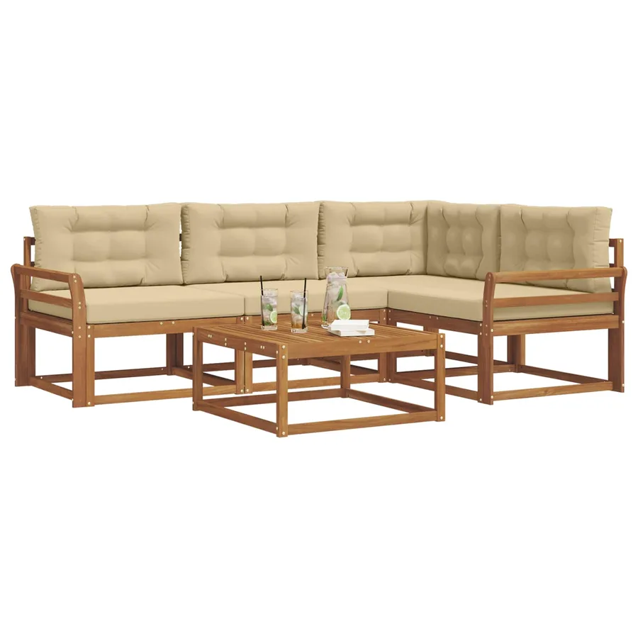 Ensemble de canapés d'extérieur 5 pcs Naturel et Beige - 3