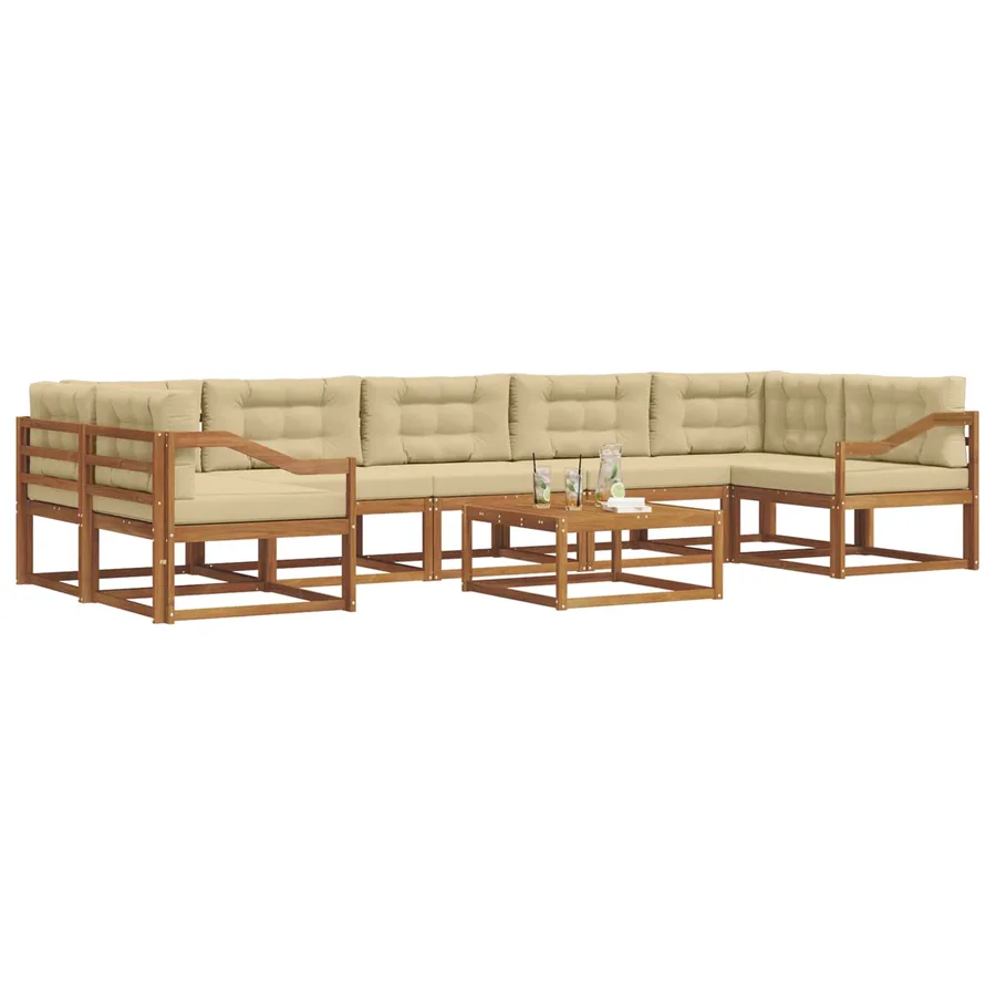 Ensemble de canapés d'extérieur 8 pcs Naturel et Beige - 3