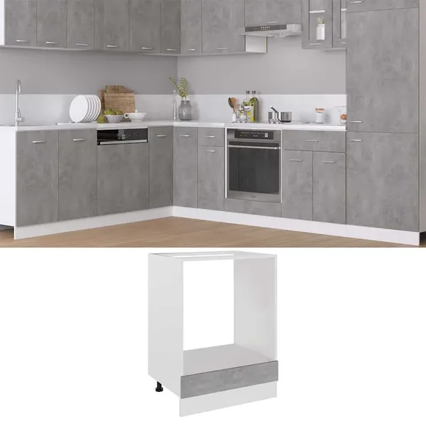 Meuble de four "Riga" Gris béton 60 x 46 x 81,5 cm Bois d'ingénierie